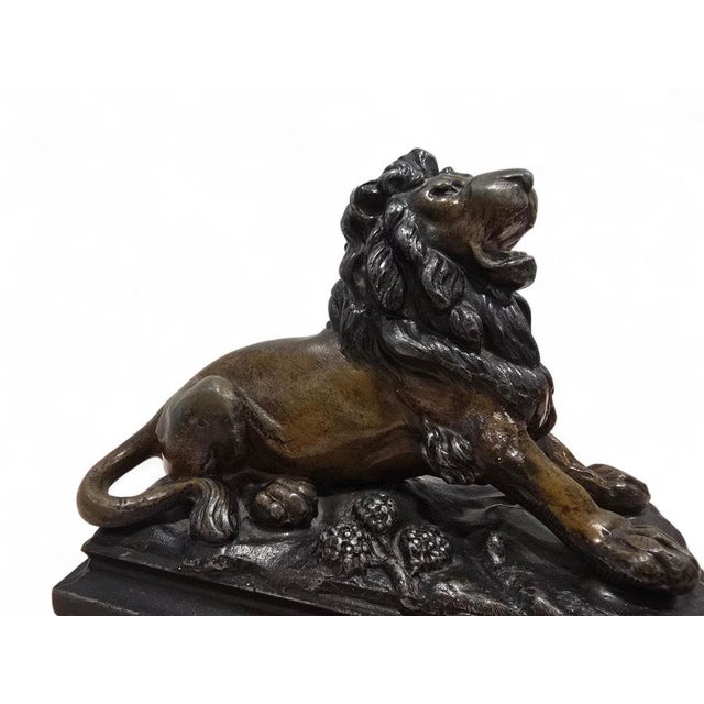 Viennese Cold-Painted Bronze Lion by MR, 19th Century For Sale - Image 3 of 12