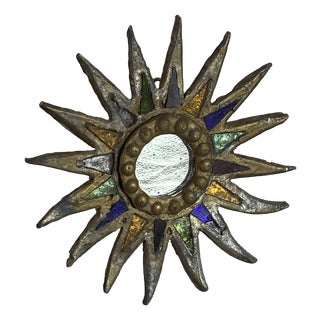 Sunburst Mirror in Lead in the style of Line Vautrin, 1960s For Sale