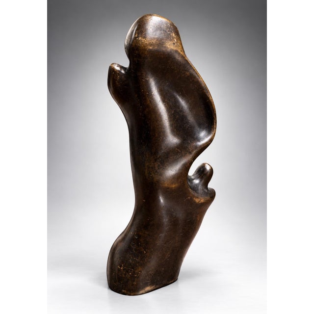 Abstract 1950s Attribute to Henry Moore Upright Internal External Form Bronze Sculpture For Sale - Image 3 of 10