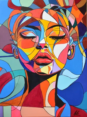 Abstract Portrait Original Acrylic Painting