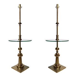 Midcentury Brass Floor Lamps by Stiffel in manner of Tommi Parzinger - A Pair For Sale