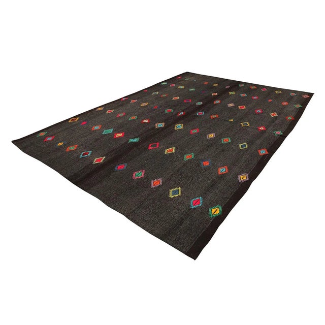 Traditional Mid 20th Century Large Vintage Embroidered Kilim Rug For Sale - Image 3 of 7