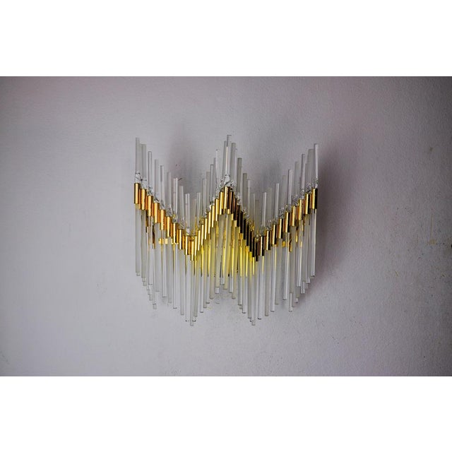 Gold Wall Lamp in Tubular Crystals from Venini, Italy, 1970s For Sale - Image 8 of 8
