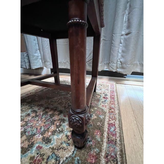 Antique Walnut Carved Dining Chairs With Burgundy Leather Seats Set of 6 For Sale - Image 4 of 5