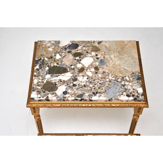 Antique French Gilt Wood Nesting Tables with Marble Tops, 1930, Set of 3 For Sale - Image 10 of 13