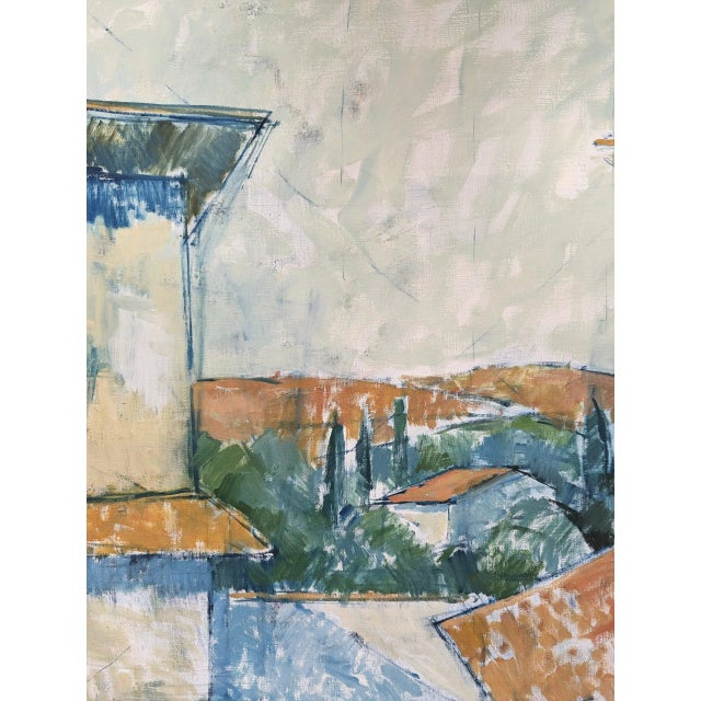 Mid-Century Modern "Rustic Houses" Vintage Swedish Landscape Oil Painting, Framed For Sale - Image 11 of 12