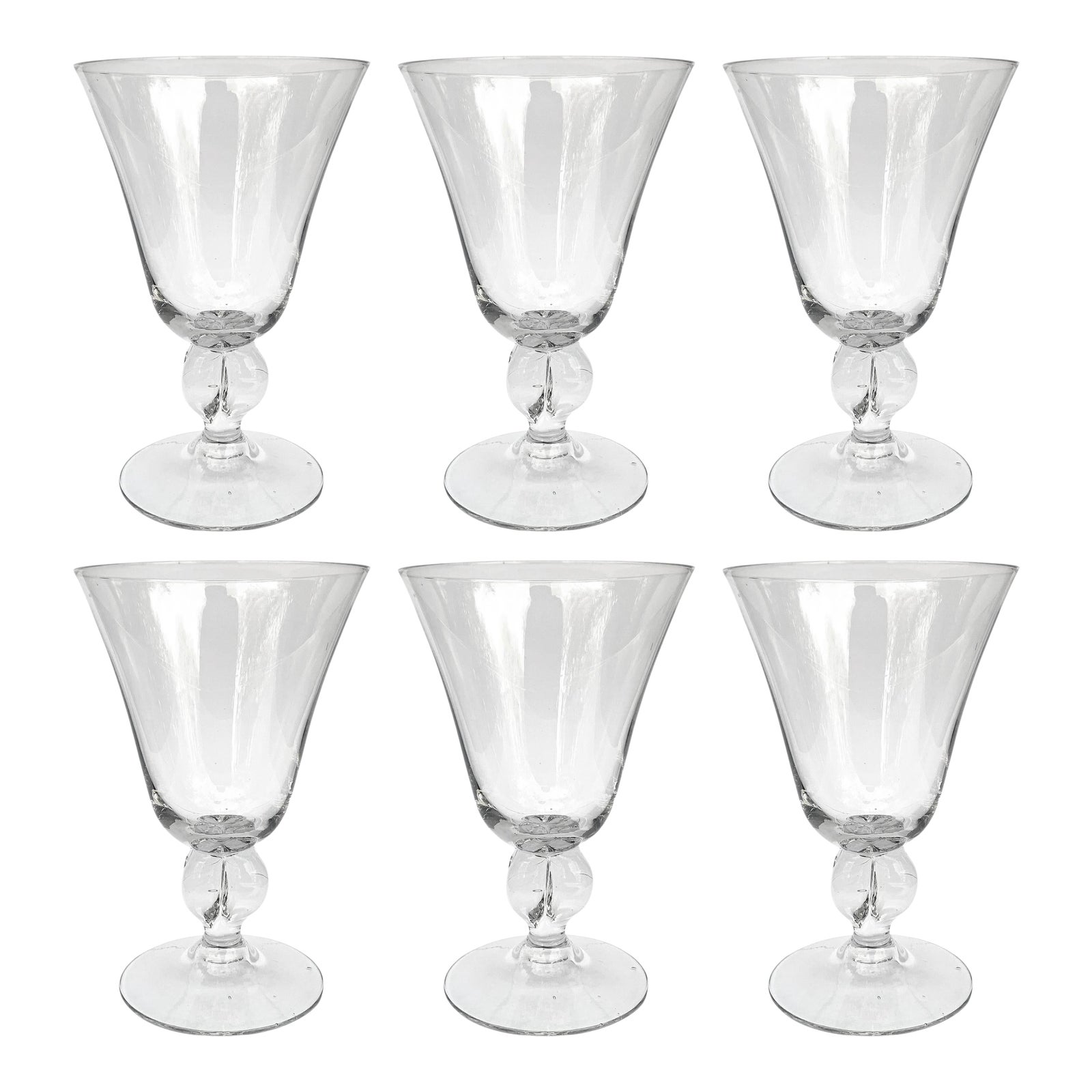 Set of Six Early 20th Century Swedish Crystal Wine Glasses Chairish