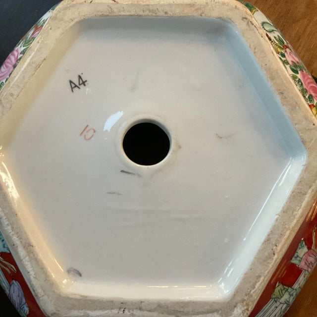 Chinese Rose Famille Vintage Cache Pot Jardinière Planter With Saucer For Sale - Image 17 of 17