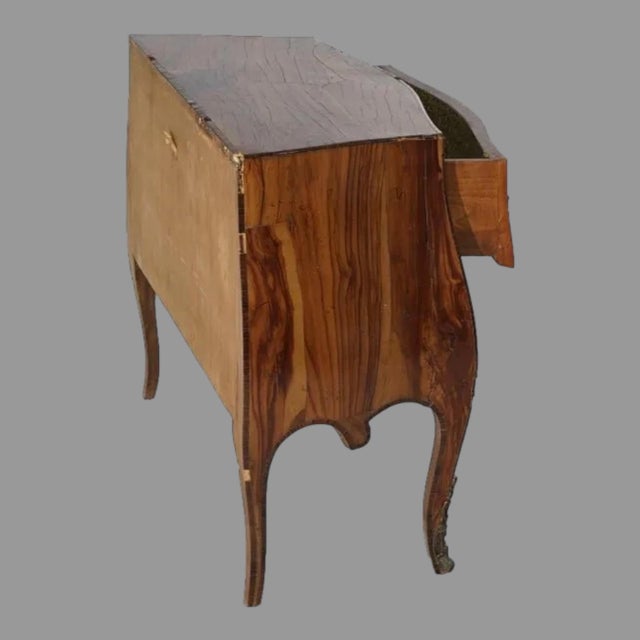 1930s Antique Italian Olive Wood Two Drawer Bombe Commode Circa 1930 For Sale - Image 5 of 12