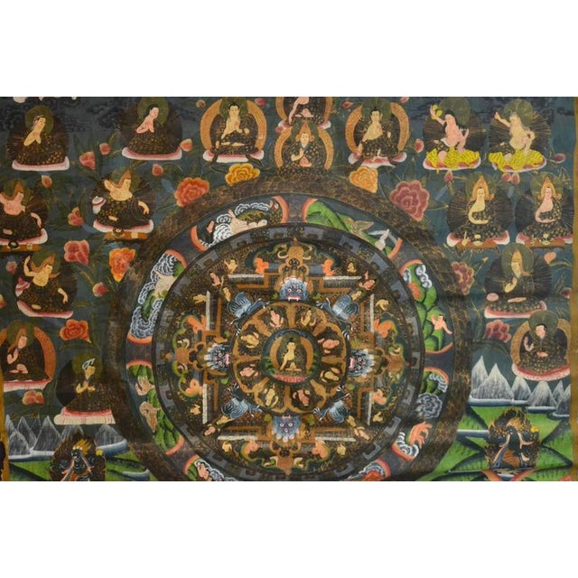 Nepalese Thangka, Early 20th Century, Gouache on Cotton For Sale - Image 6 of 9