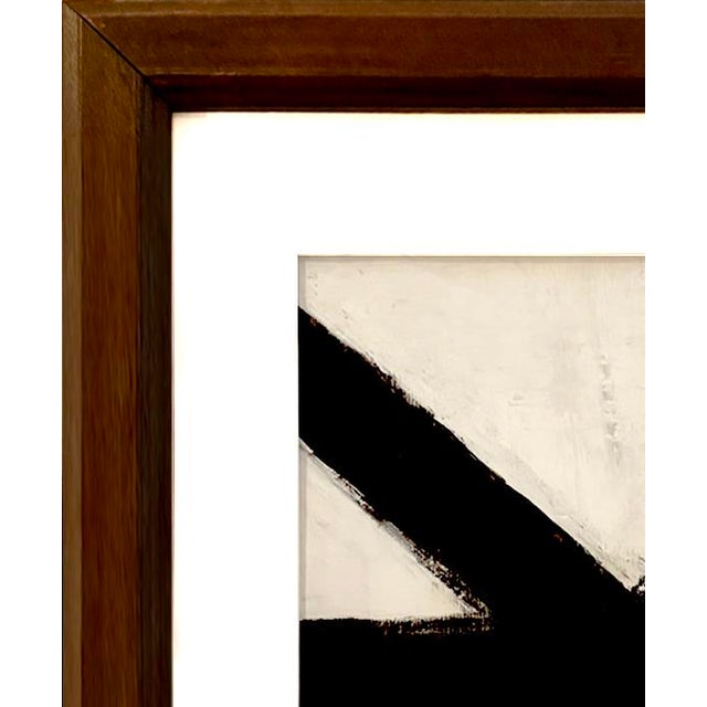This black and white abstract acrylic painting is inspired by the mid-century masters like Franz Klinw. Framed in a...