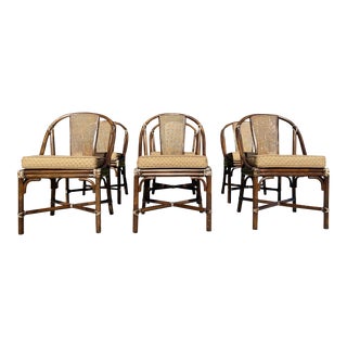 1970s McGuire Mid-Century Cane Rattan Dining Chairs- Set of 6 For Sale