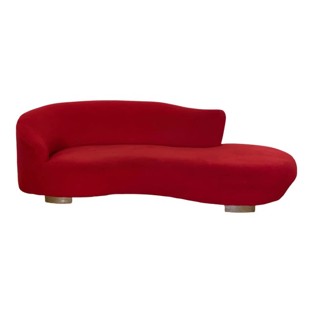 1980s Vladimir Kagan Style Curved Cloud Red Sofa For Sale
