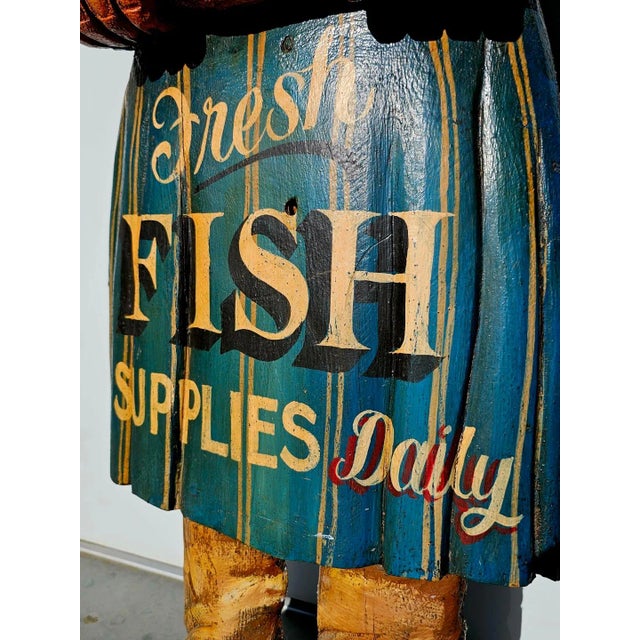 Vintage Sizzler Fishmonger Wooden SIgn For Sale - Image 4 of 11