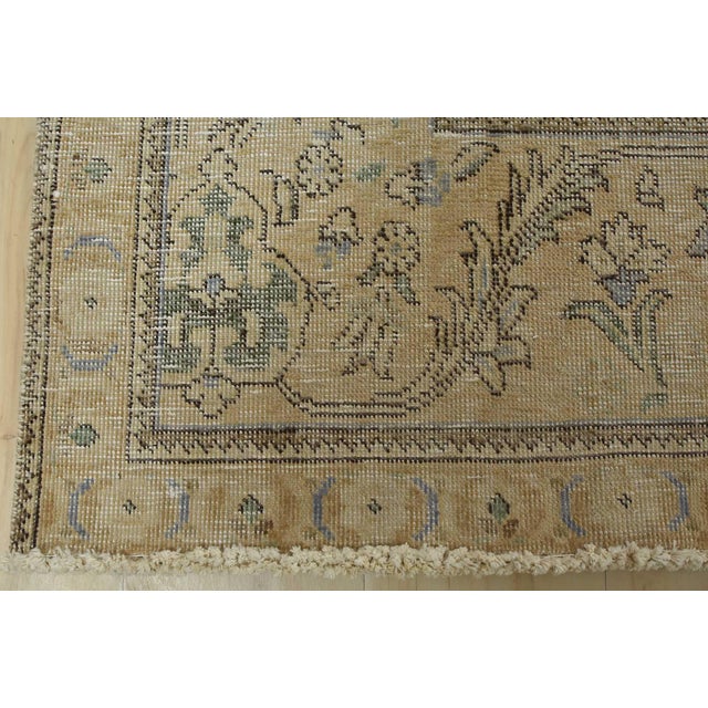 Tabriz Rug 9’11” X 12’9” Beige Wool Vintage Distressed Hand-Knotted Carpet For Sale - Image 12 of 15