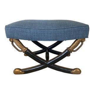 Regency Style Black and Gold Sabre Sword Leg Bench For Sale