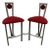 Post Modern Metal Memphis Style Red Upholstered Bar Stools - A Pair For Sale