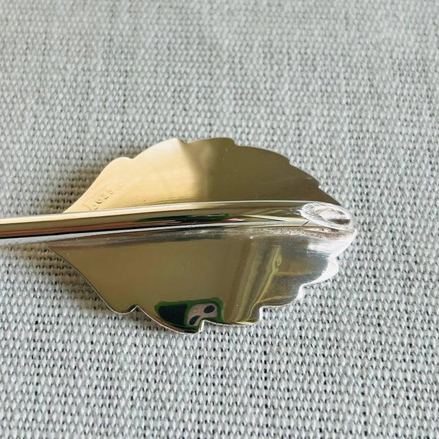 Mid-Century Modern Silverplate Leaf Design Cocktail Stirrer Straws Sipper Spoons Denmark - Set of 6 For Sale In New York - Image 6 of 16