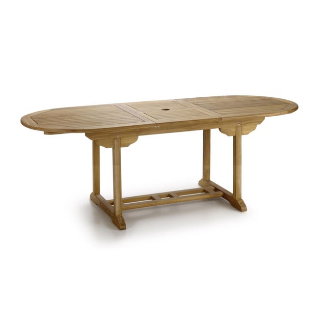 New Teak Oval Foldable Dining Table, Indoor and Outdoor For Sale - Image 4 of 5