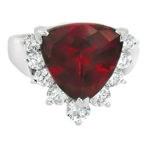 4.00 Carat Rubellite Tourmaline Diamond Platinum Ring Size 5.5