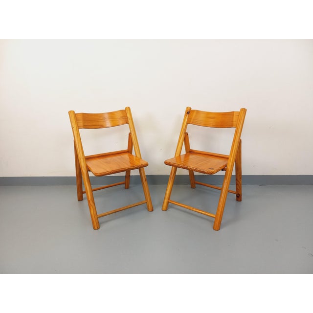 Vintage Folding Pine Chairs, 1980s, Set of 2 For Sale - Image 11 of 18
