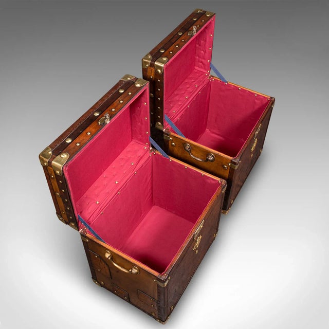 1970's Pair Vintage Officer's Campaign Luggage Cases For Sale - Image 9 of 12