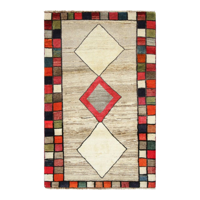 Vintage Gabbeh Persian Runner With Multicolor Diamond Medallions - Rug & Kilim For Sale