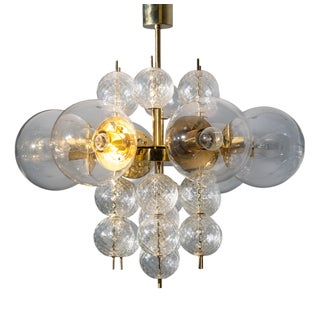 Glass and Brass Chandelier from Jaroslav Bejvl, Former Czechoslovakia, 1970s For Sale