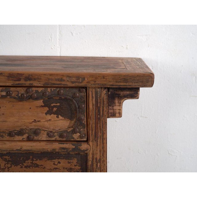 Brown Antique Elm Console Table with Iron Hardware from Amaru For Sale - Image 8 of 11