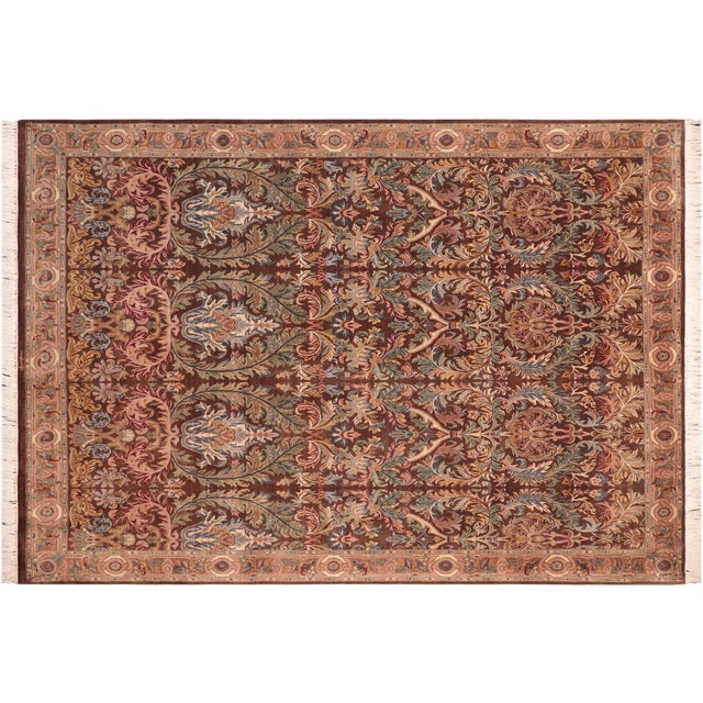 Brown Art Nouveau Imran Pak-Persian Brown/Gold Wool Rug - 8'2'' X 10'2'' For Sale - Image 8 of 9