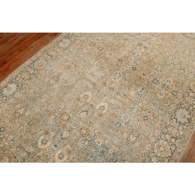 Neutral color Persian Tabriz rug with an all over design in a rare gallery format