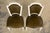 Antique French Louis XVI Style Painted Chairs With Olive Green Leather - A Pair For Sale - Image 4 of 18
