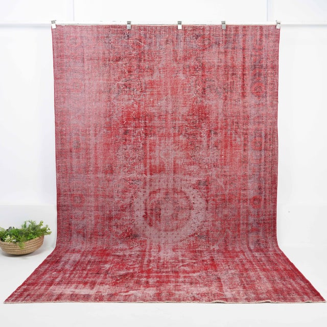 Vintage Turkish Hand-Knotted vintage rug is a semi-antique vintage Area rug.'70s Eastern region of Turkey's unique rug is...
