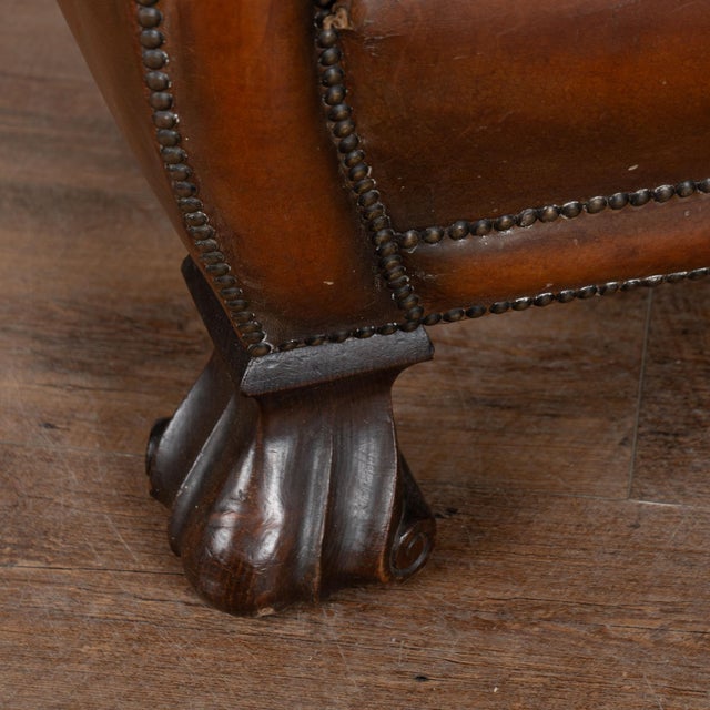 20th Century Vintage Danish Brown Leather Three Seat Sofa For Sale - Image 16 of 18