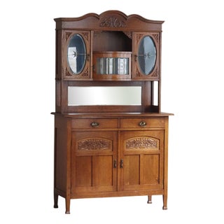 Antique Art Nouveau Cupboard with Oval Glazed Doors, 1890s For Sale