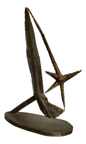 1969 Vintage M. Feller Brutalist Iron Signed Sculpture
