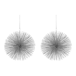 Starburst Wire Hanging 8" Ornaments, Silver, Set of 2