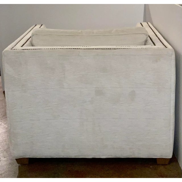 2020s Caracole Couture Modern White Velvet Club Chair For Sale - Image 5 of 9