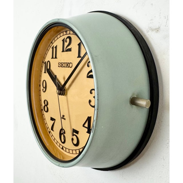 Industrial Vintage Blue Ships Wall Clock from Seiko, 1970s For Sale - Image 3 of 18
