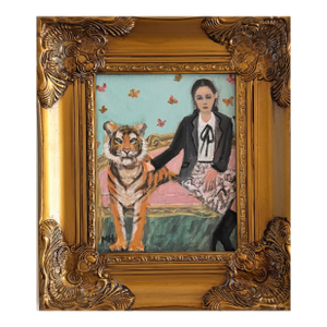 “Friends”an Original Painting of a Girl With Her Tiger by Michelle Heimann .