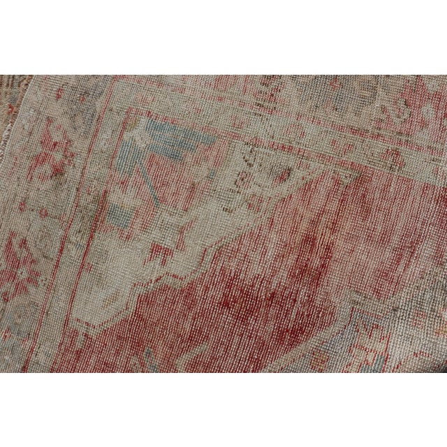 Vintage Turkish Oushak Gallery Runner With Floral's in Orange and Green For Sale - Image 12 of 12