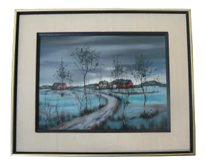 Mid Century Landscape by Hugo Casar in Original Frame