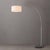 Mid-Century Modern 1960s Scallop 92" Arc Floor Lamp - Satin Nickel Steel, Black Marble Base, White Linen Shade, Modern Style For Sale - Image 3 of 4