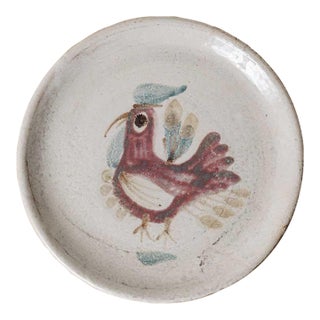1960s French Ceramic Painted Rooster Plate by Gustave Reynaud For Sale