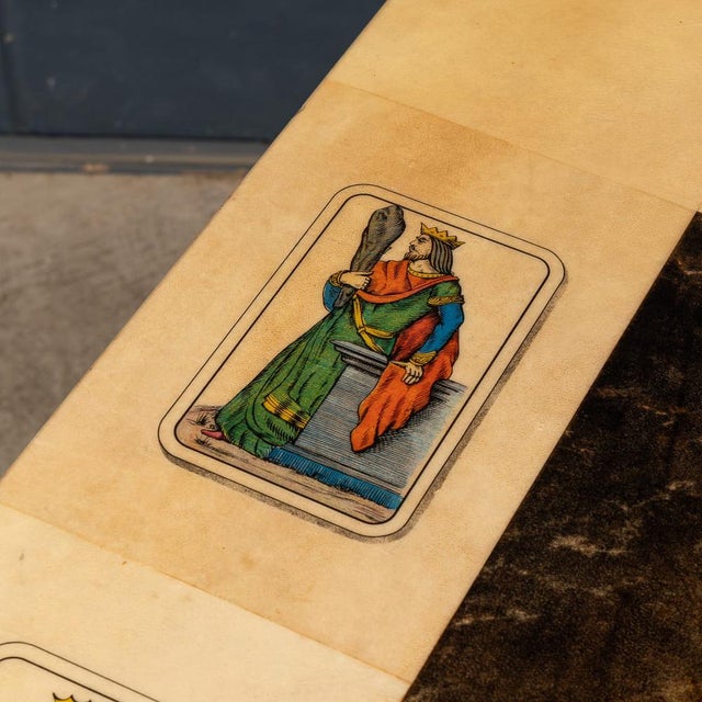 Italian Dining or Games Table and Chairs with Playing Cards Motif by Aldo Tura, 1960s, Set of 5 For Sale - Image 14 of 18