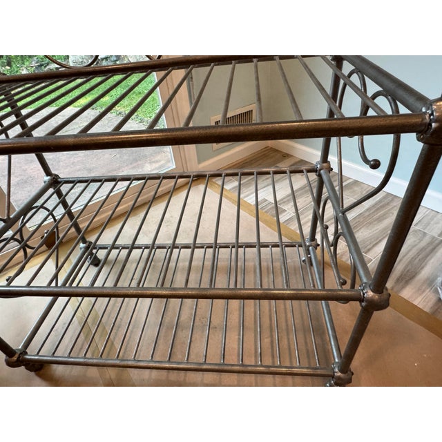 Vintage Abc Home Wrought Iron Bakers Rack 3 Tier Scroll Etagere Plant Stand Shelf, Attributed For Sale - Image 9 of 10