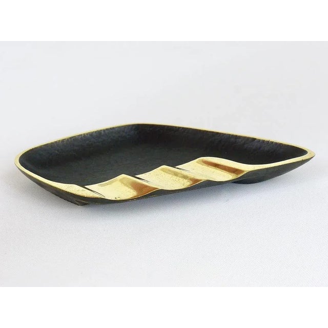 Modernist Asymmetrical Black Brass Ashtray attributed to Walter Bosse for Hertha Baller, 1950s For Sale - Image 9 of 12