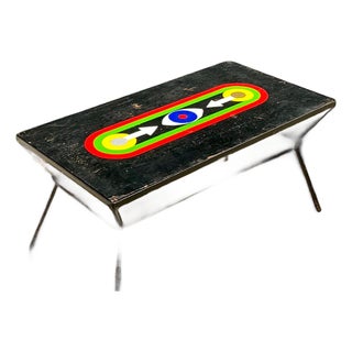 Vintage Geometric Painted Wood Table For Sale