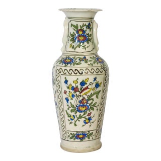 Antique Ottoman Kutahya Turkish Vase With Iznik Design For Sale