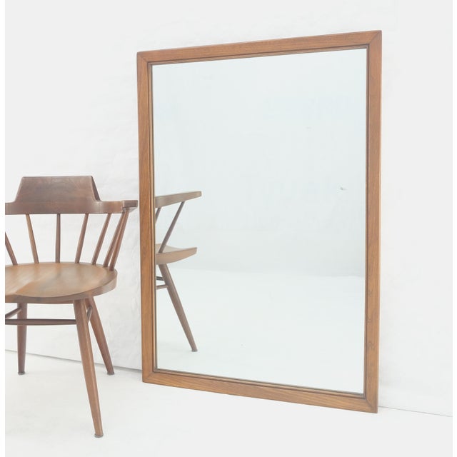 Brown Solid Walnut 31x45 Rectangle Frame Mid Century Modern Wall Mirror MINT For Sale - Image 8 of 11